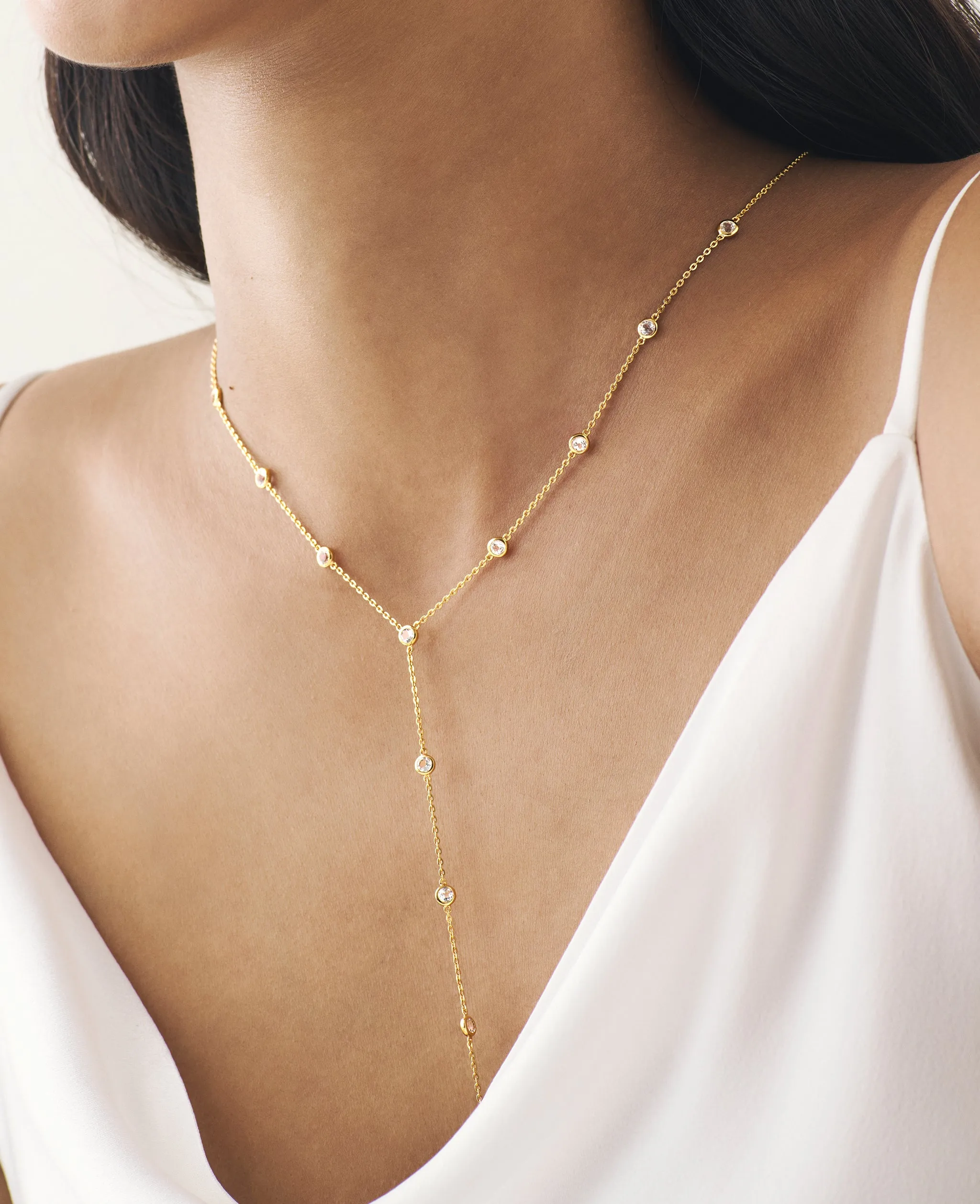 Topaz Lariat Necklace Gold