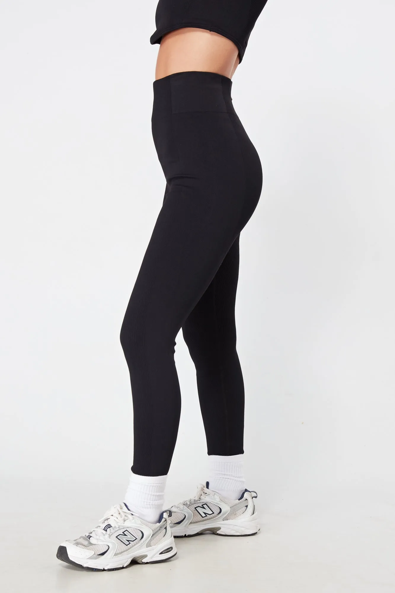 Twill Active Ribbed Legging - Black