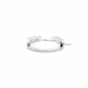 Two Lines Plain Band Toe Ring - Silver