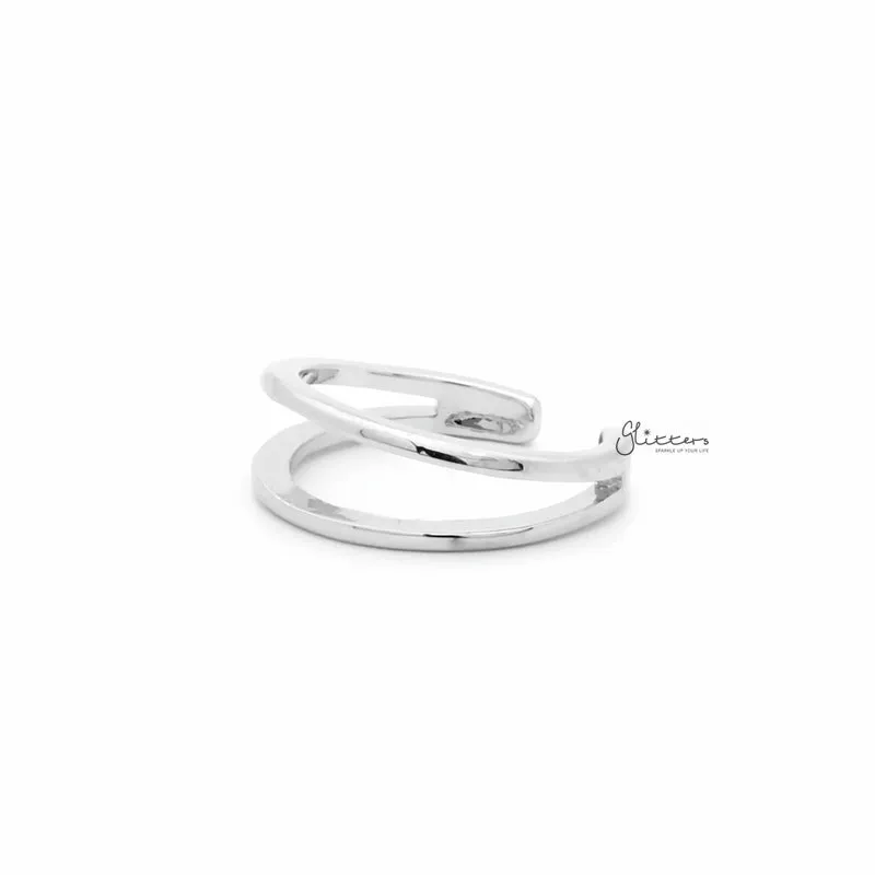 Two Lines Plain Band Toe Ring - Silver