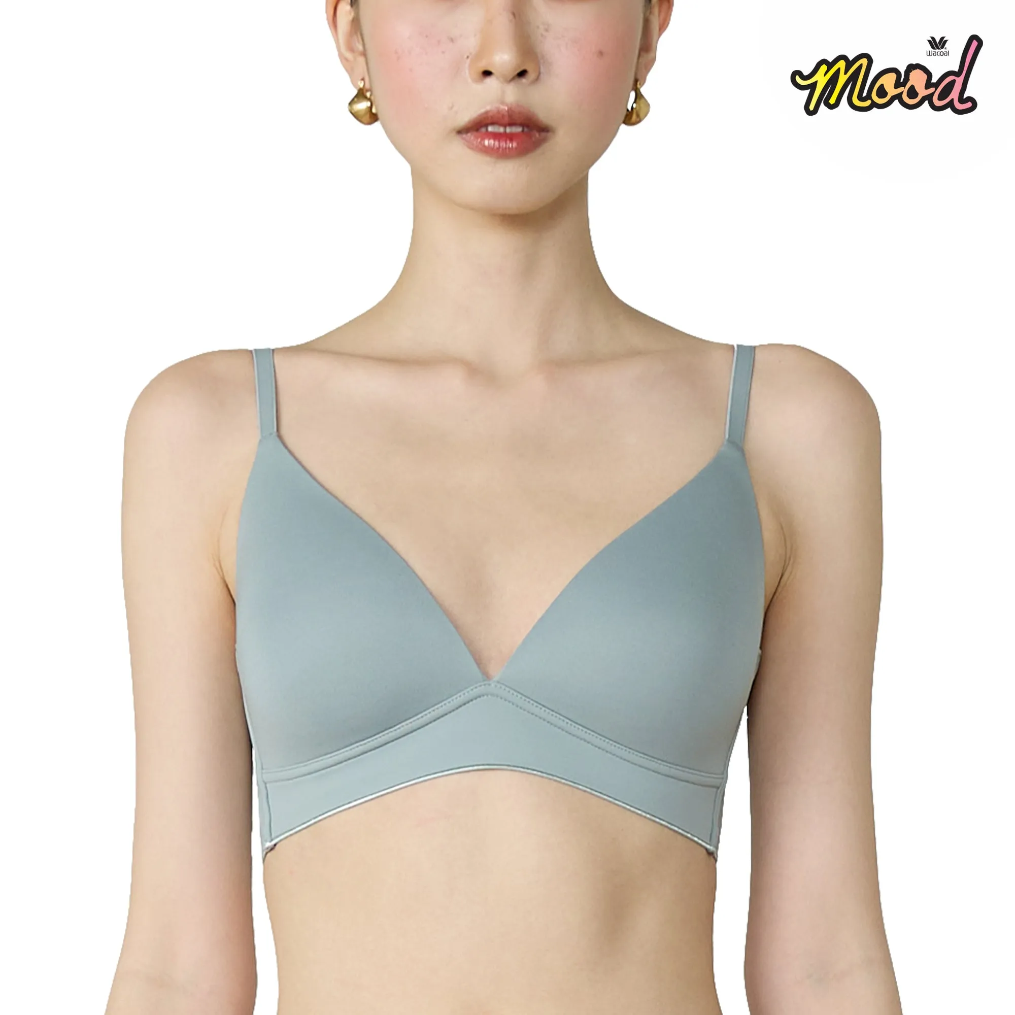 Wacoal Mood Smooth Bra ชุดชั้นในวัยรุ่น บราไร้ตะเข็บ รุ่น MM1X82 (เข้าคู่ MU3194) สีเขียวออกเทา (GV)