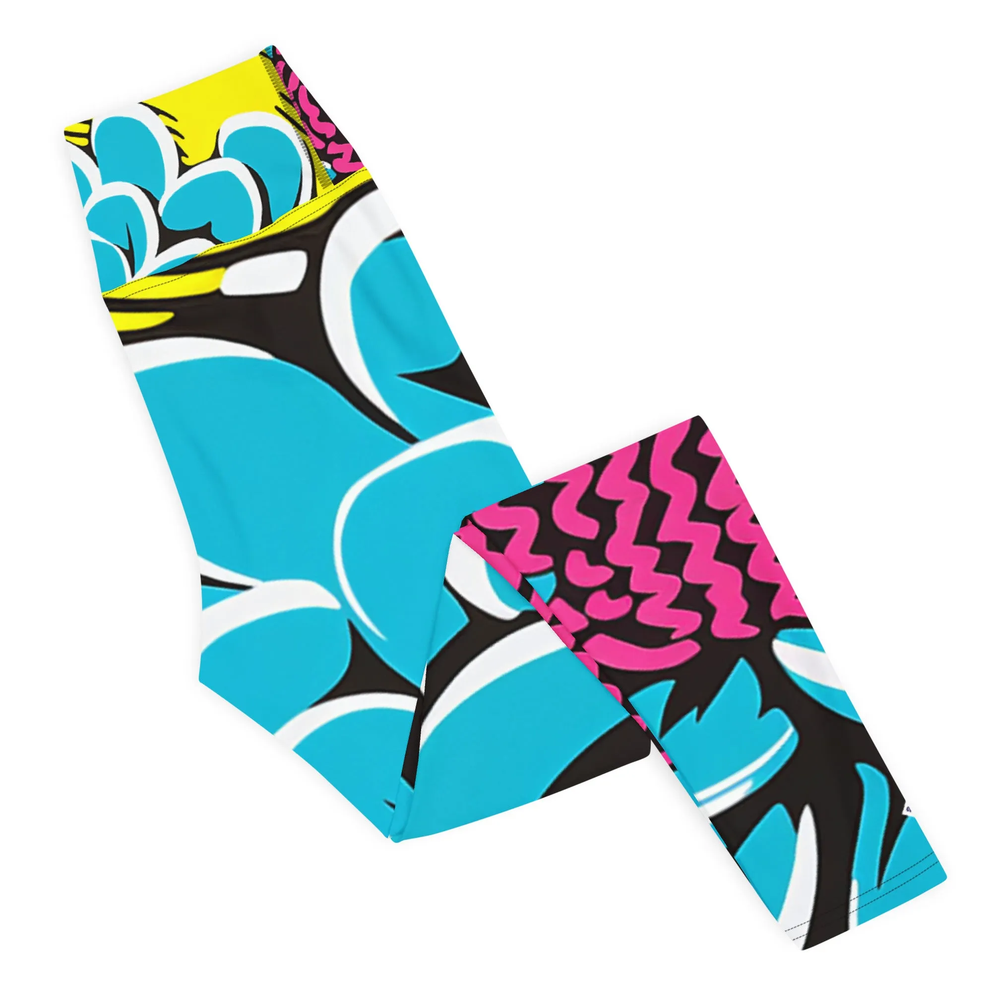 Women's Pop Art Yoga Pants - Roy Lichtenstein Inspired Dahalia Print 002