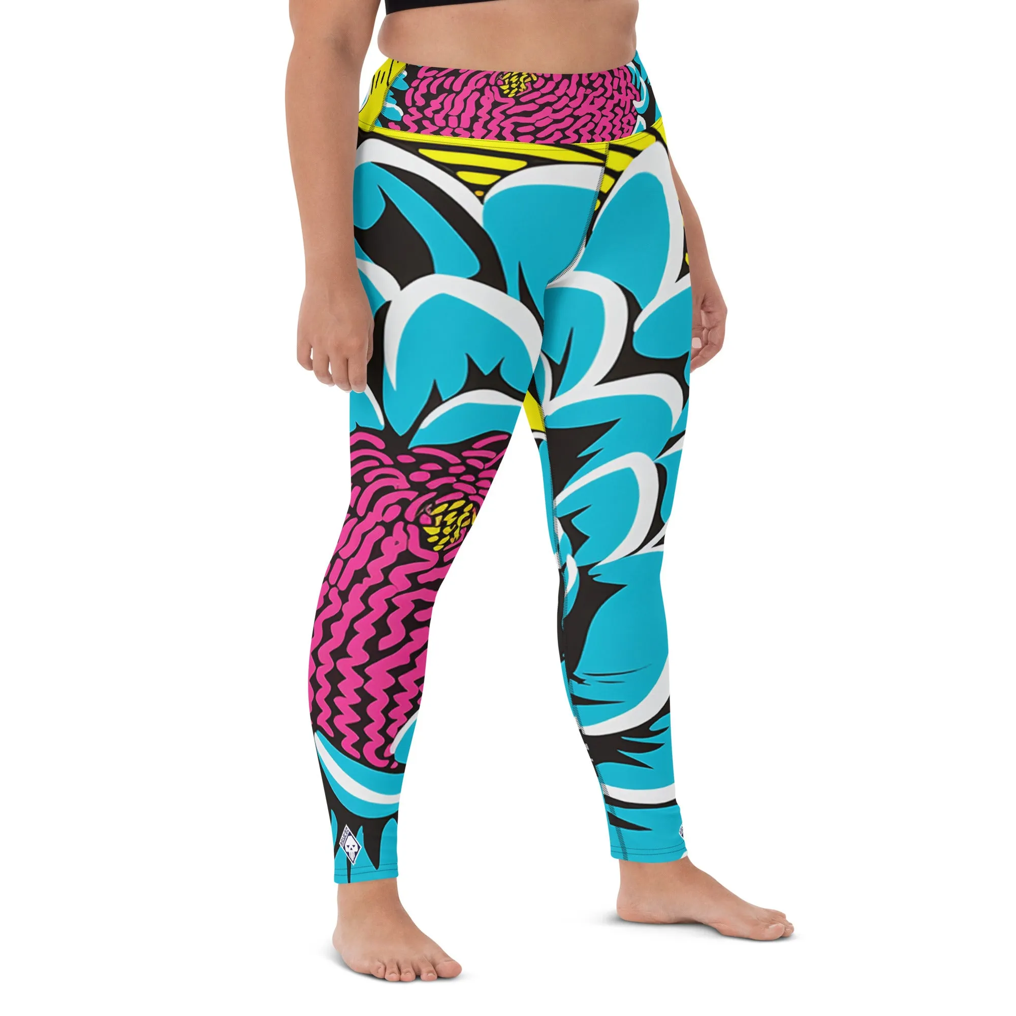 Women's Pop Art Yoga Pants - Roy Lichtenstein Inspired Dahalia Print 002