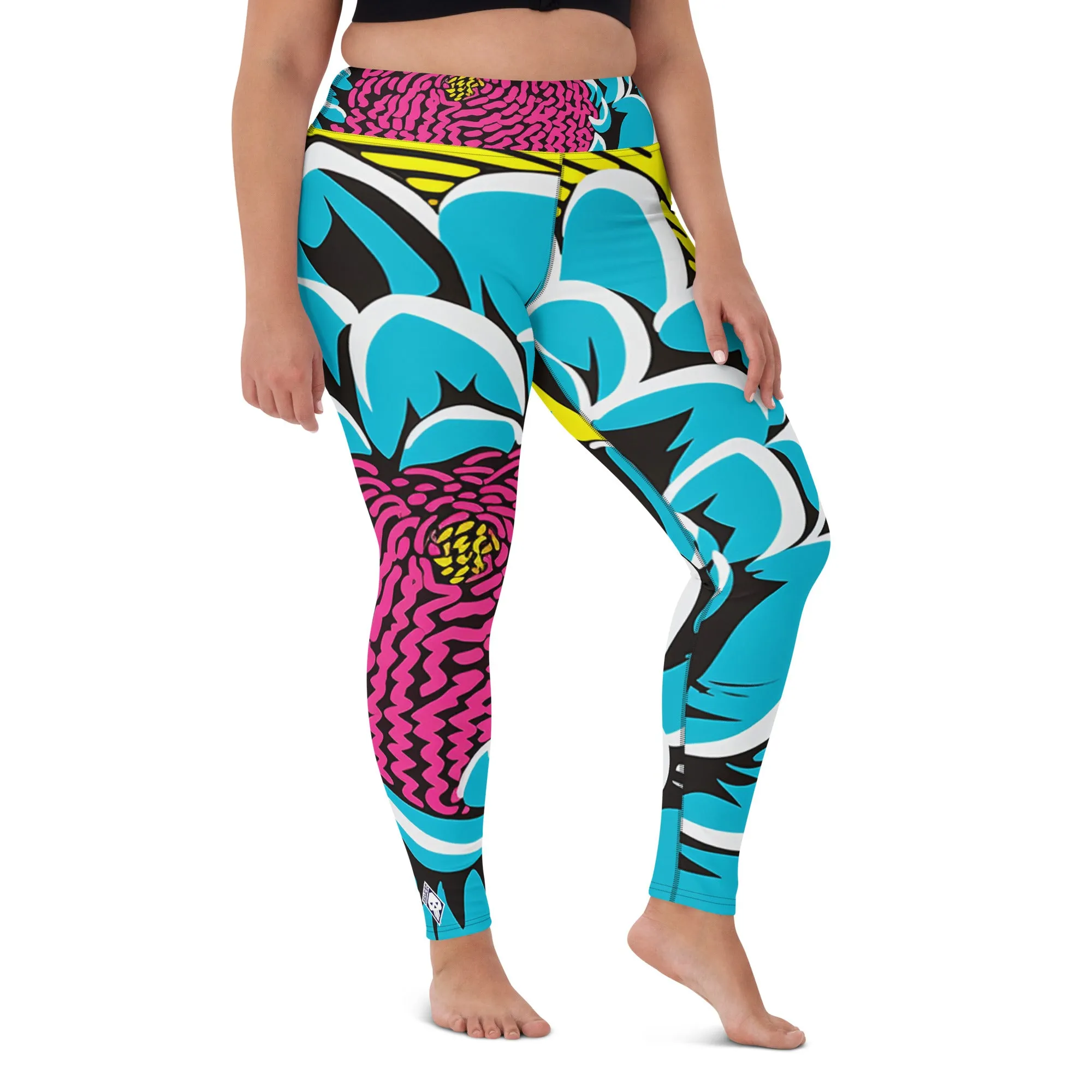 Women's Pop Art Yoga Pants - Roy Lichtenstein Inspired Dahalia Print 002