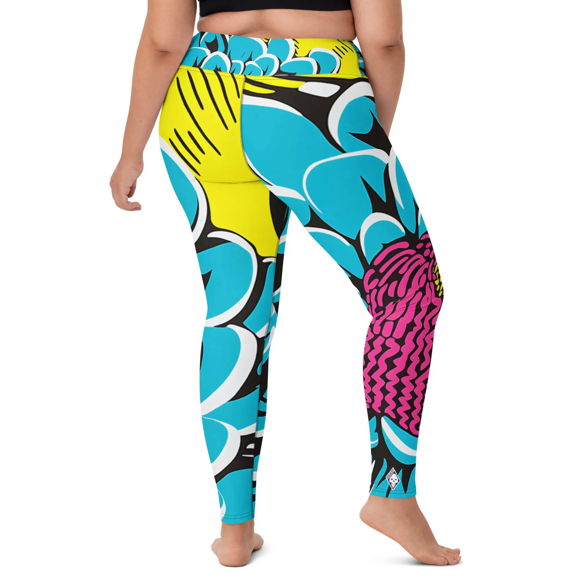 Women's Pop Art Yoga Pants - Roy Lichtenstein Inspired Dahalia Print 002