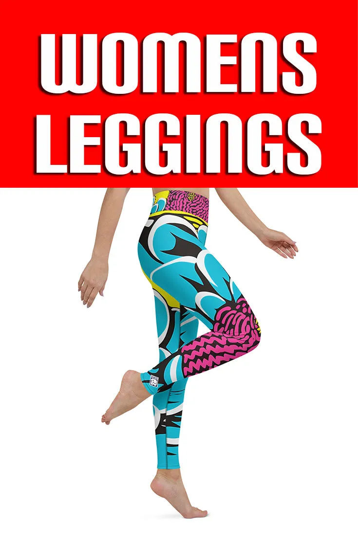 Women's Pop Art Yoga Pants - Roy Lichtenstein Inspired Dahalia Print 002