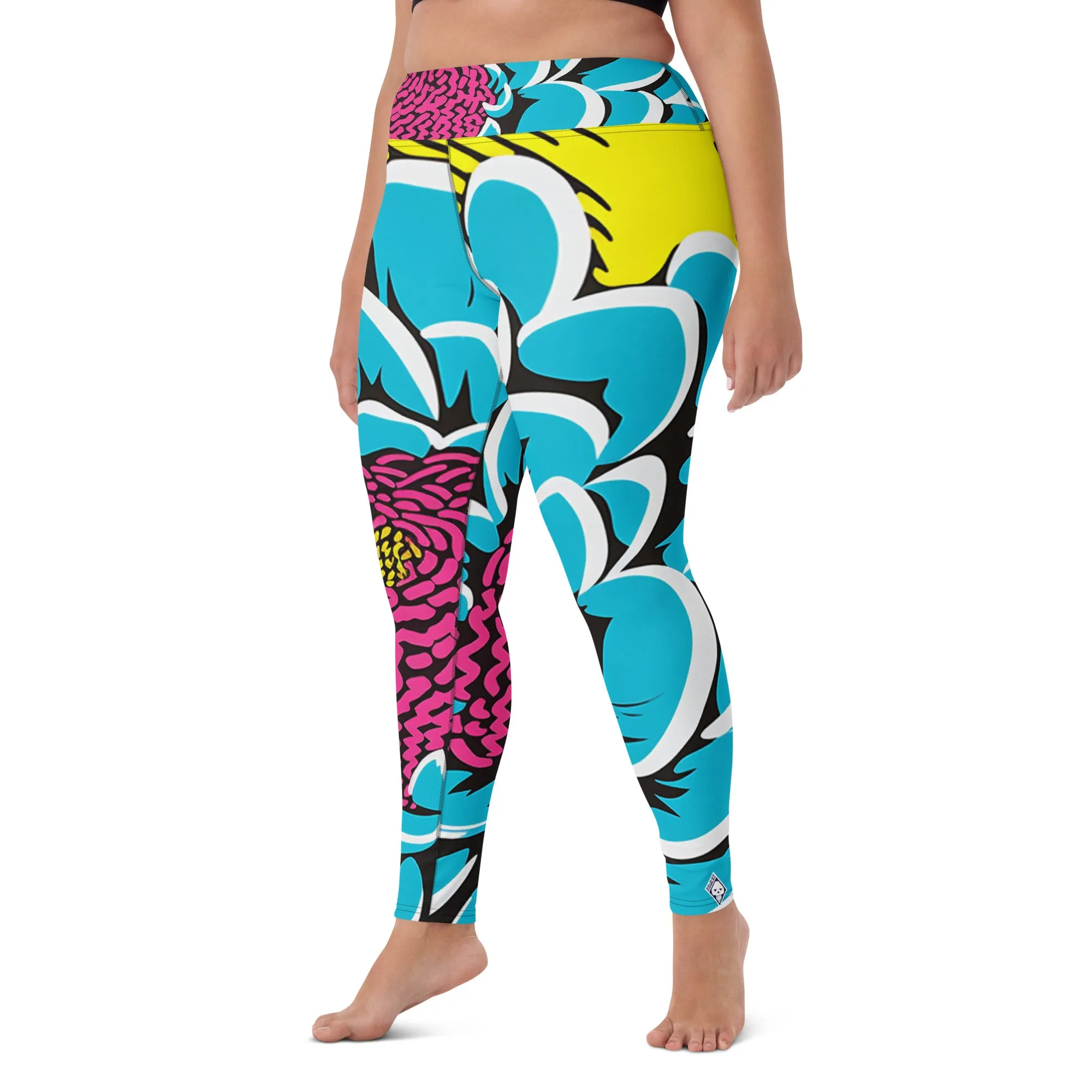 Women's Pop Art Yoga Pants - Roy Lichtenstein Inspired Dahalia Print 002