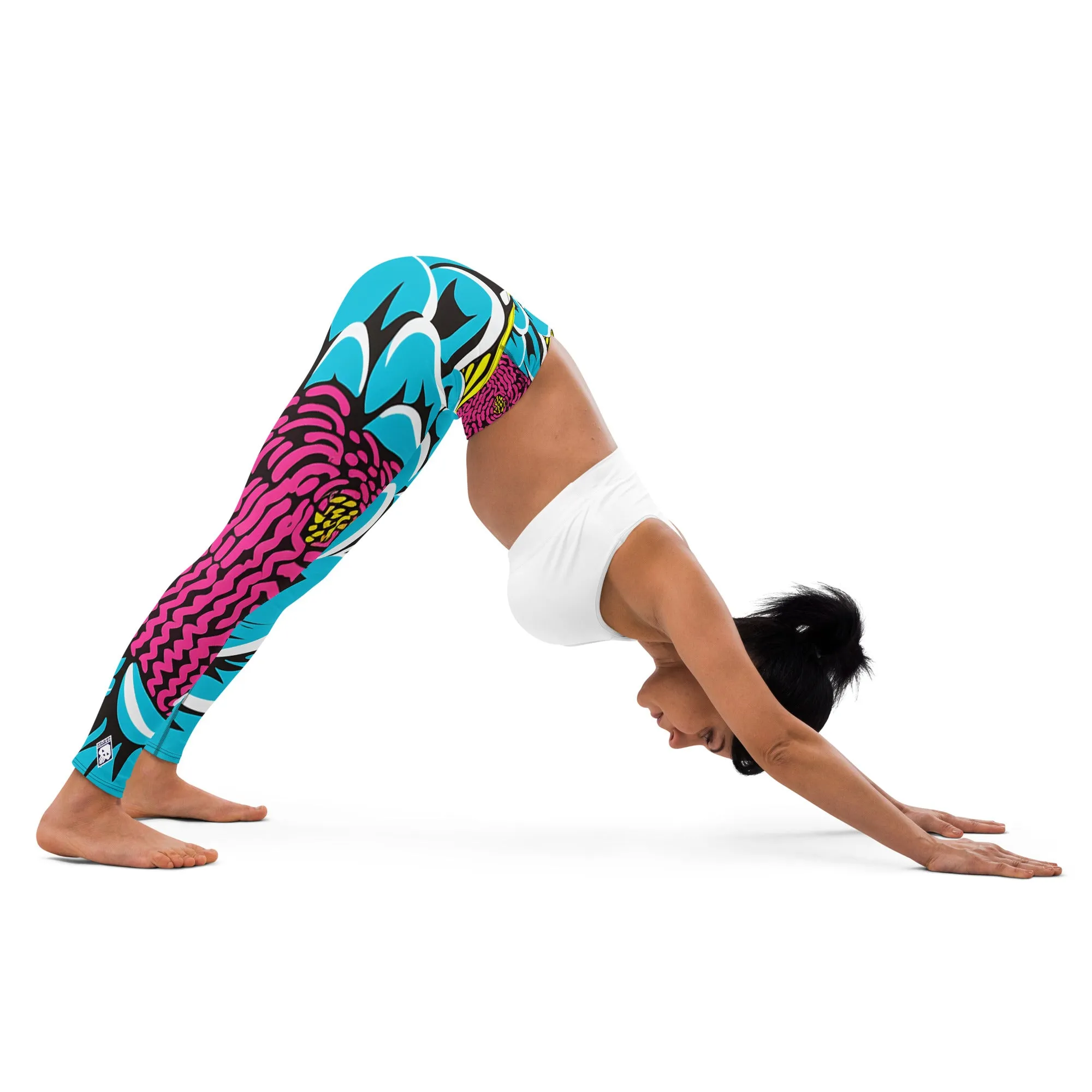 Women's Pop Art Yoga Pants - Roy Lichtenstein Inspired Dahalia Print 002