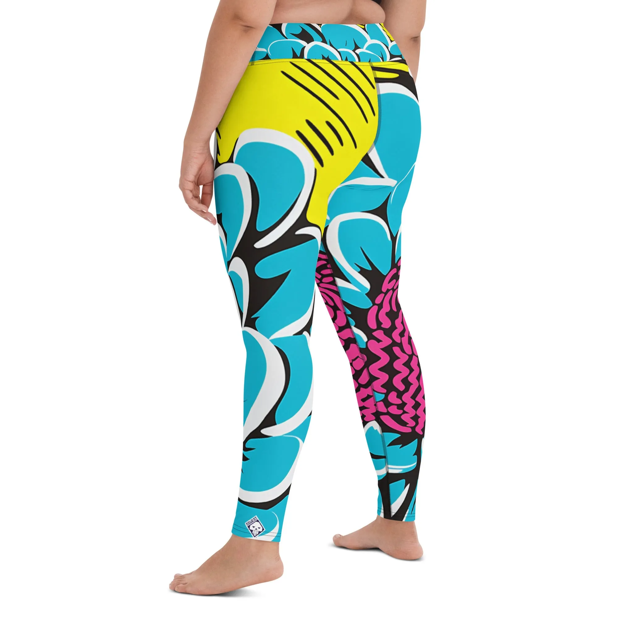 Women's Pop Art Yoga Pants - Roy Lichtenstein Inspired Dahalia Print 002