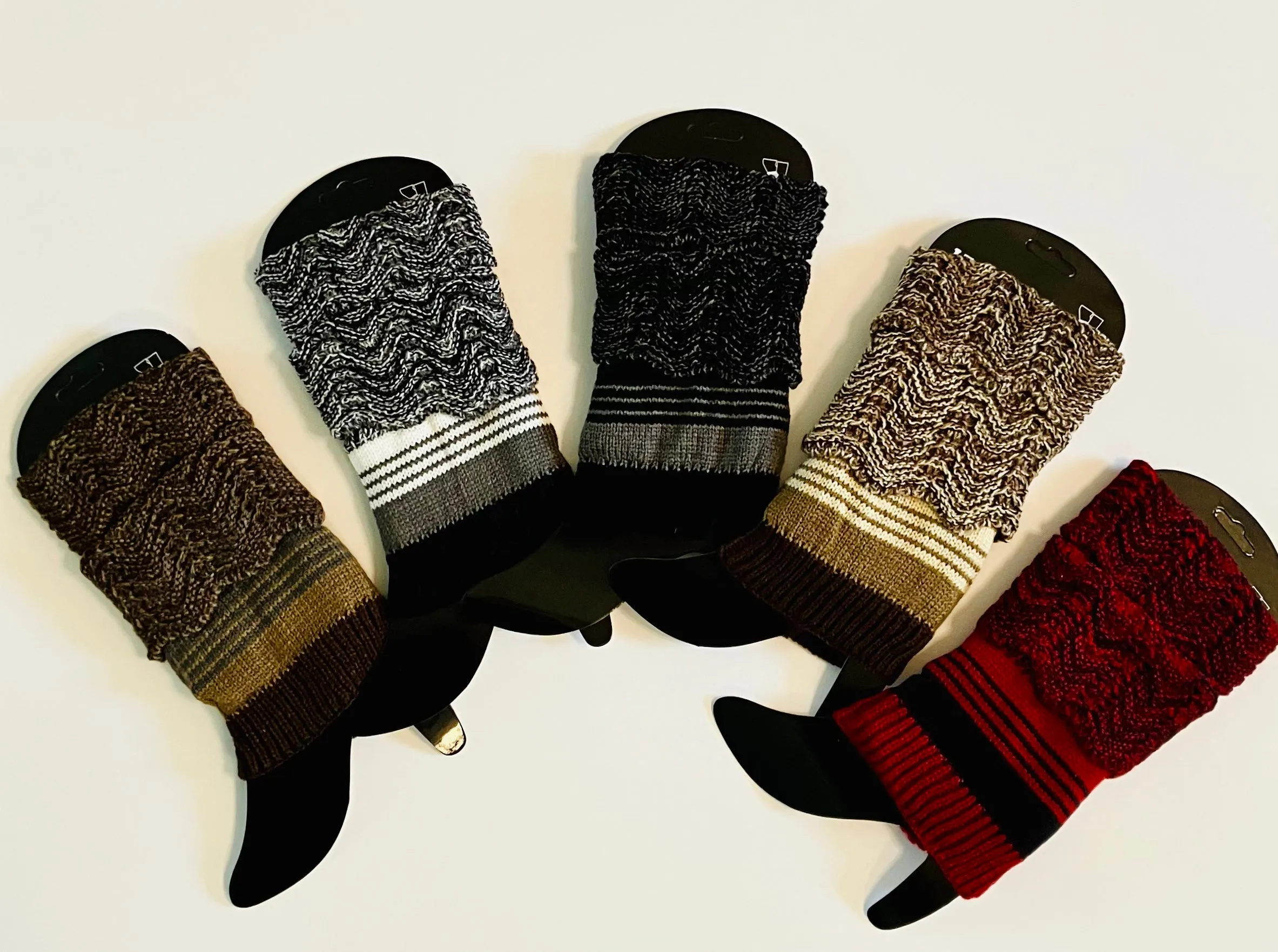 Womens Striped Leg Warmers | Short Sweater Boot Cuff