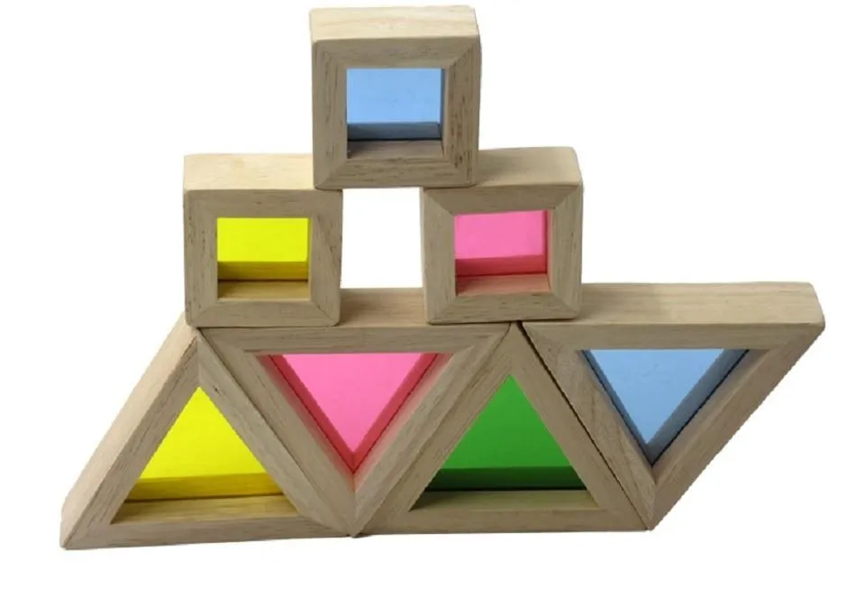 Wooden Rainbow Stacking Blocks Creative Colorful Learning And Educational Construction Building Toys Set For Kids For Ages 2 