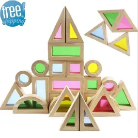 Wooden Rainbow Stacking Blocks Creative Colorful Learning And Educational Construction Building Toys Set For Kids For Ages 2 