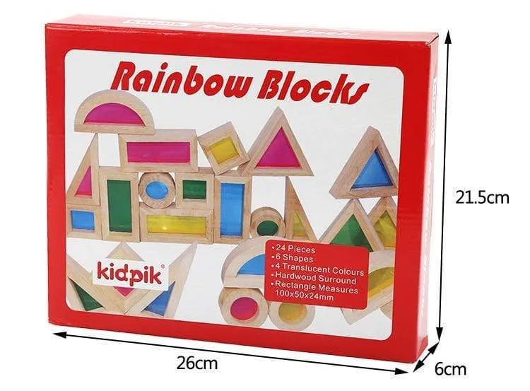 Wooden Rainbow Stacking Blocks Creative Colorful Learning And Educational Construction Building Toys Set For Kids For Ages 2 